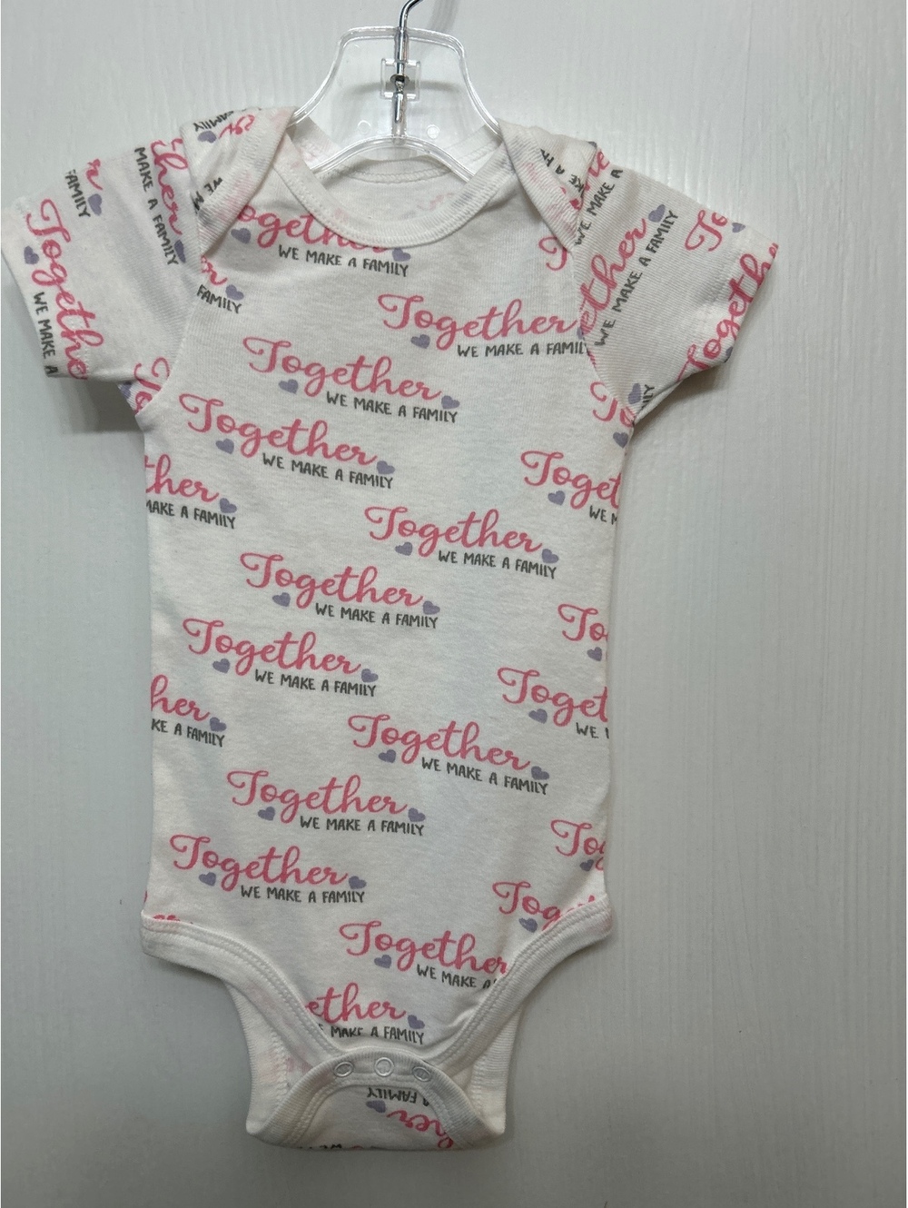 koalababy Infant Bodysuit 3-6 Months White Pink "Together We Make A Family"